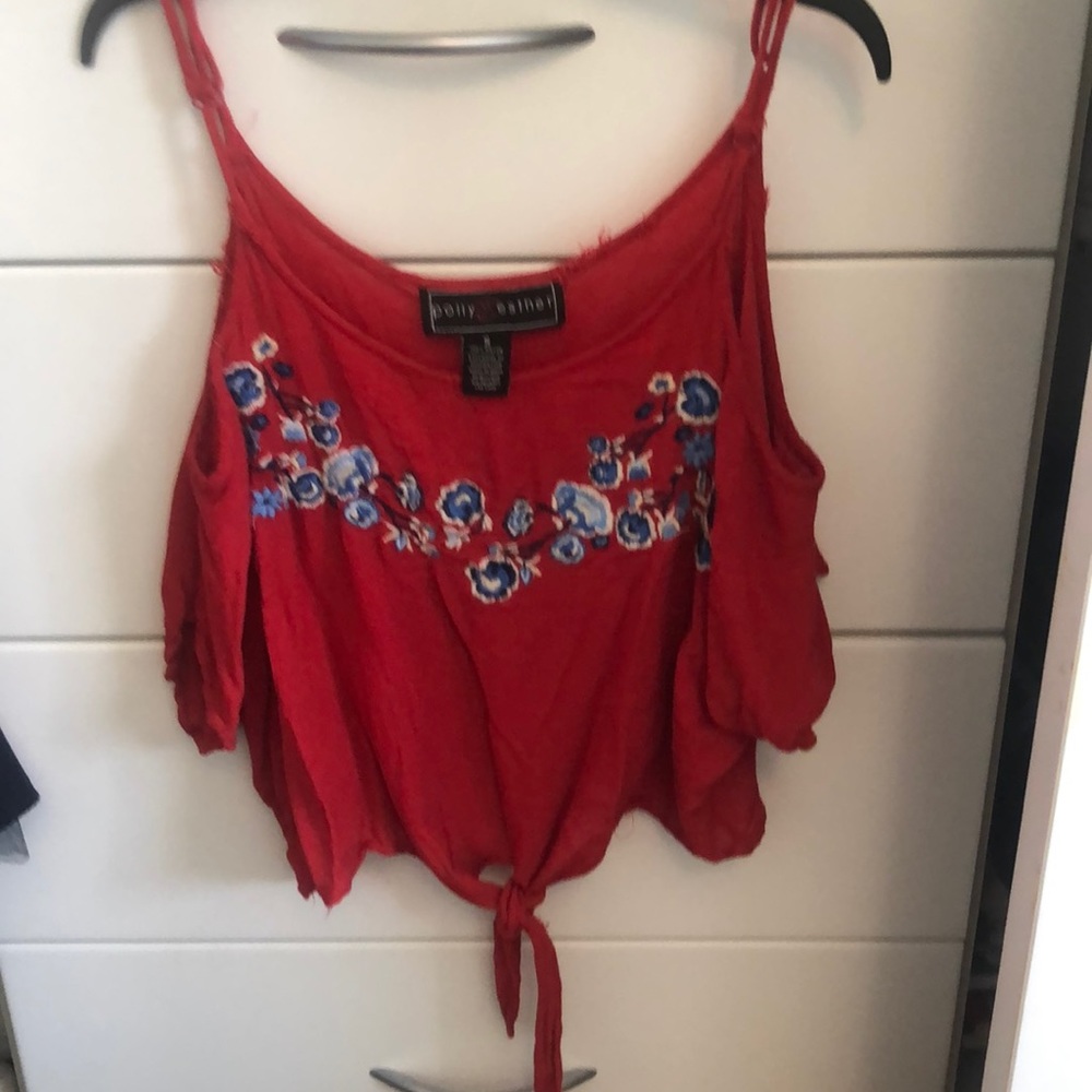 Over the shoulder floral tank